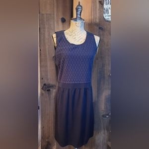 L.L. Bean Navy Blue Sleeveless Lace Front Dress